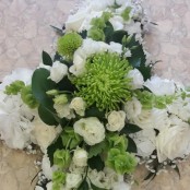 White Cream and Green Funeral Cross